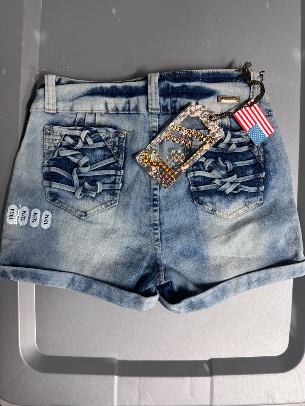 Denim & Flower Girls Jean Shorts 13/14 Braided Knot Pocket NWT